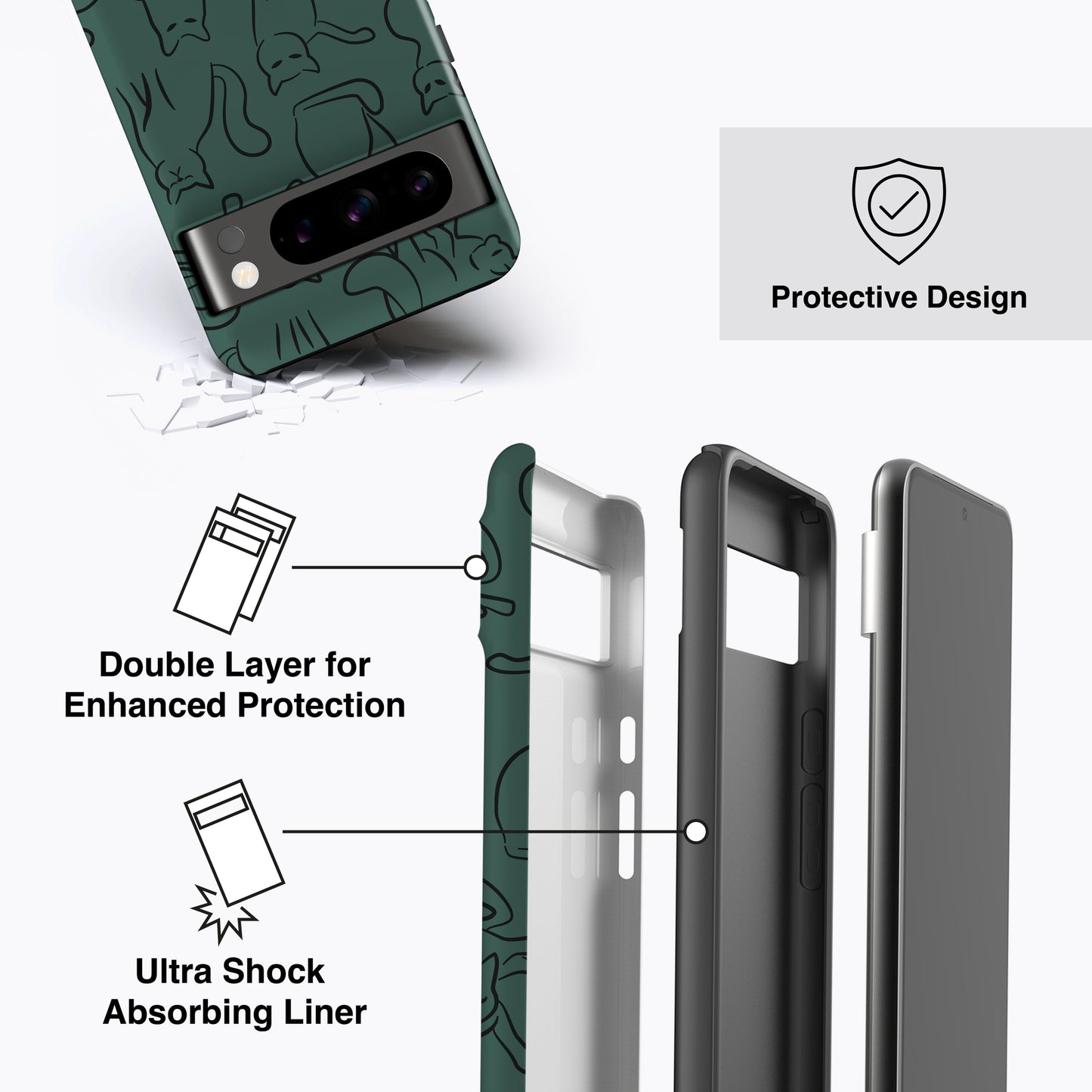 a diagram of a cell phone case with instructions