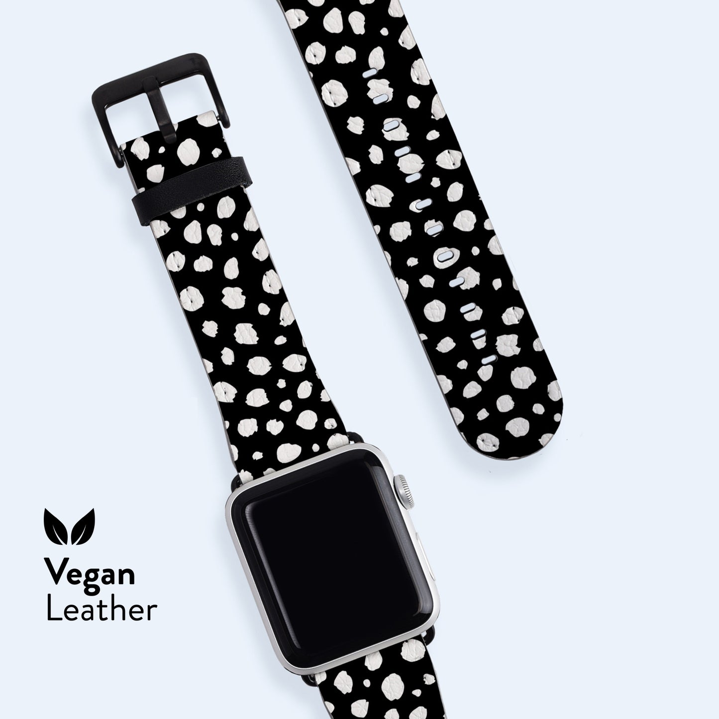 WHITE Dots Apple Watch Strap  Black and White Band