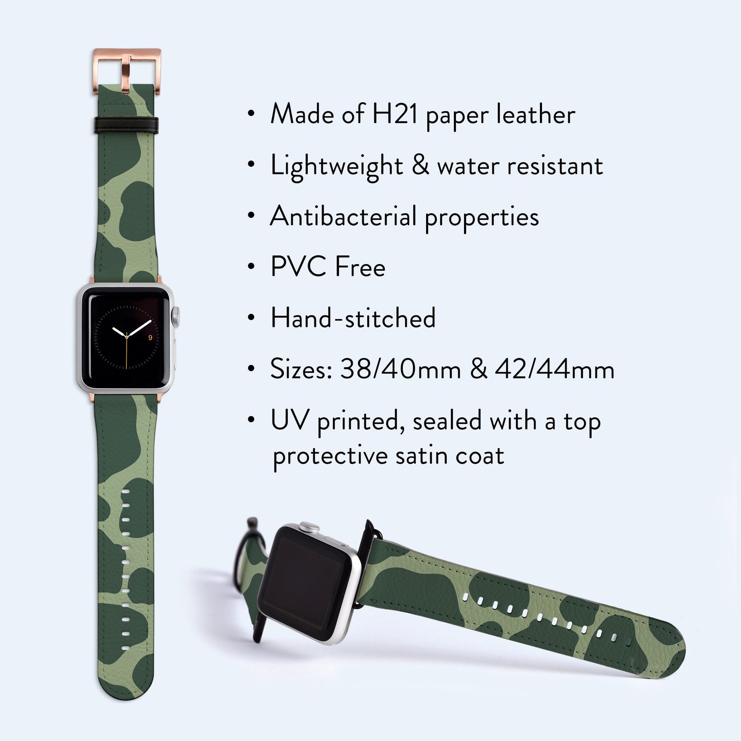 GREEN Cow Print Apple Watch Strap