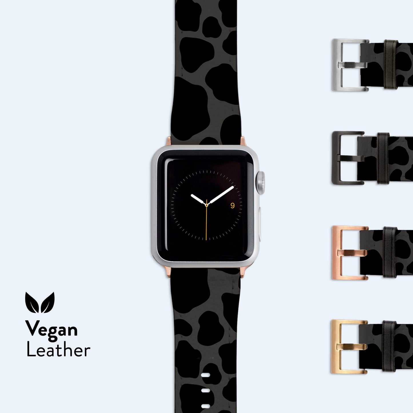 Cow Print Black Apple Watch Strap