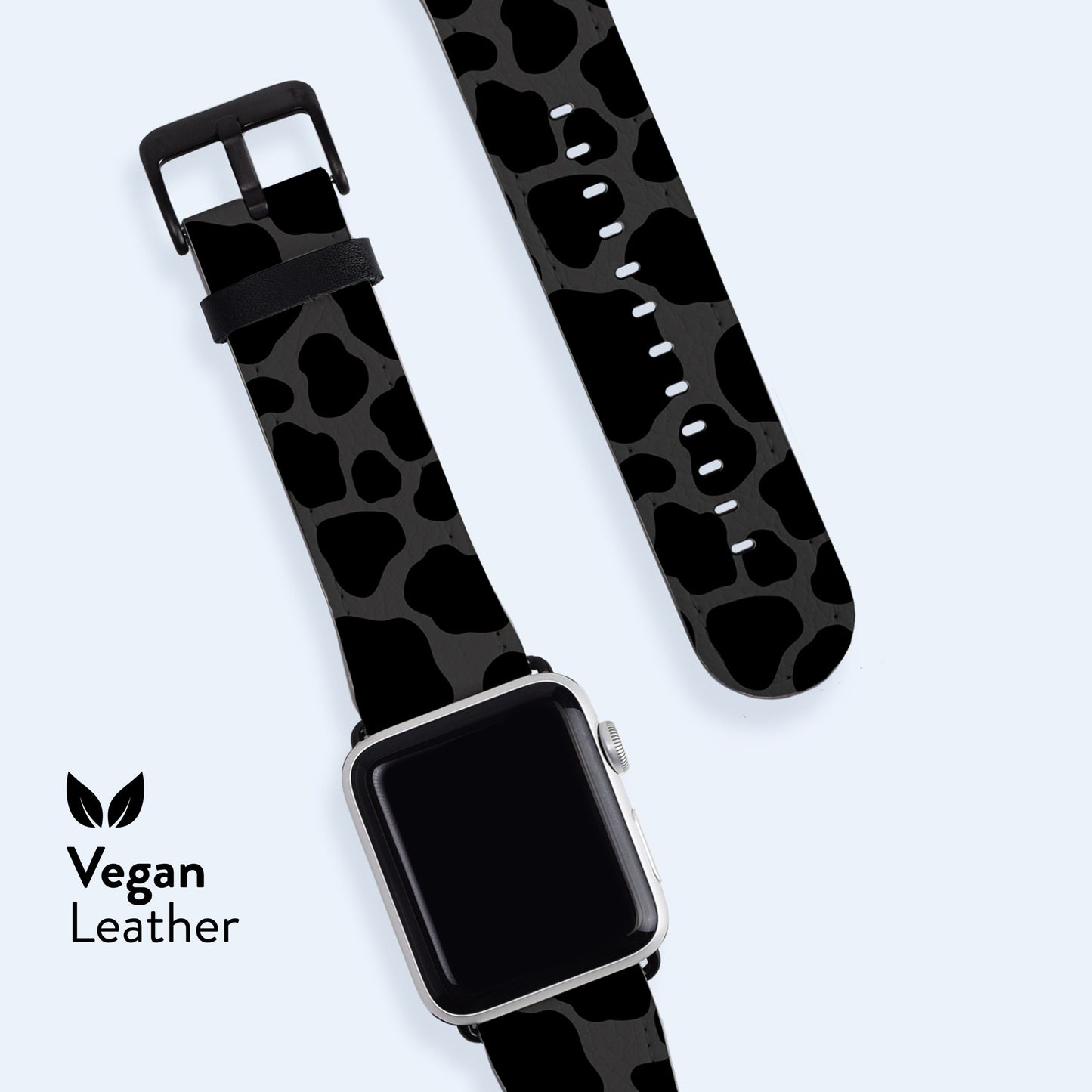 Cow Print Black Apple Watch Strap