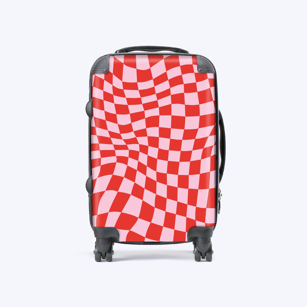 WAVY CHECK RED SUITCASE