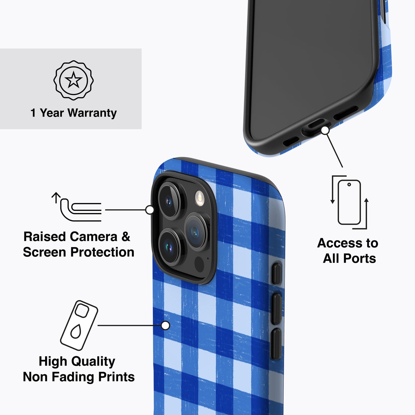 
                  
                    BLUE GINGHAM iPhone Case
                  
                