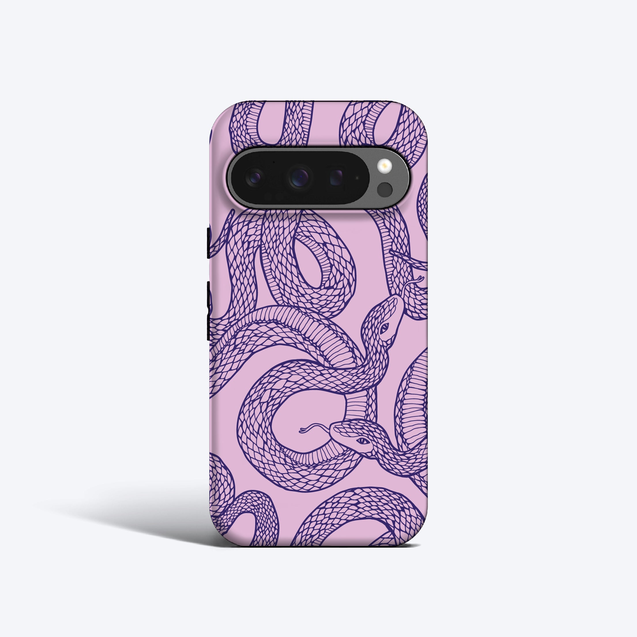 a purple phone case with a snake on it