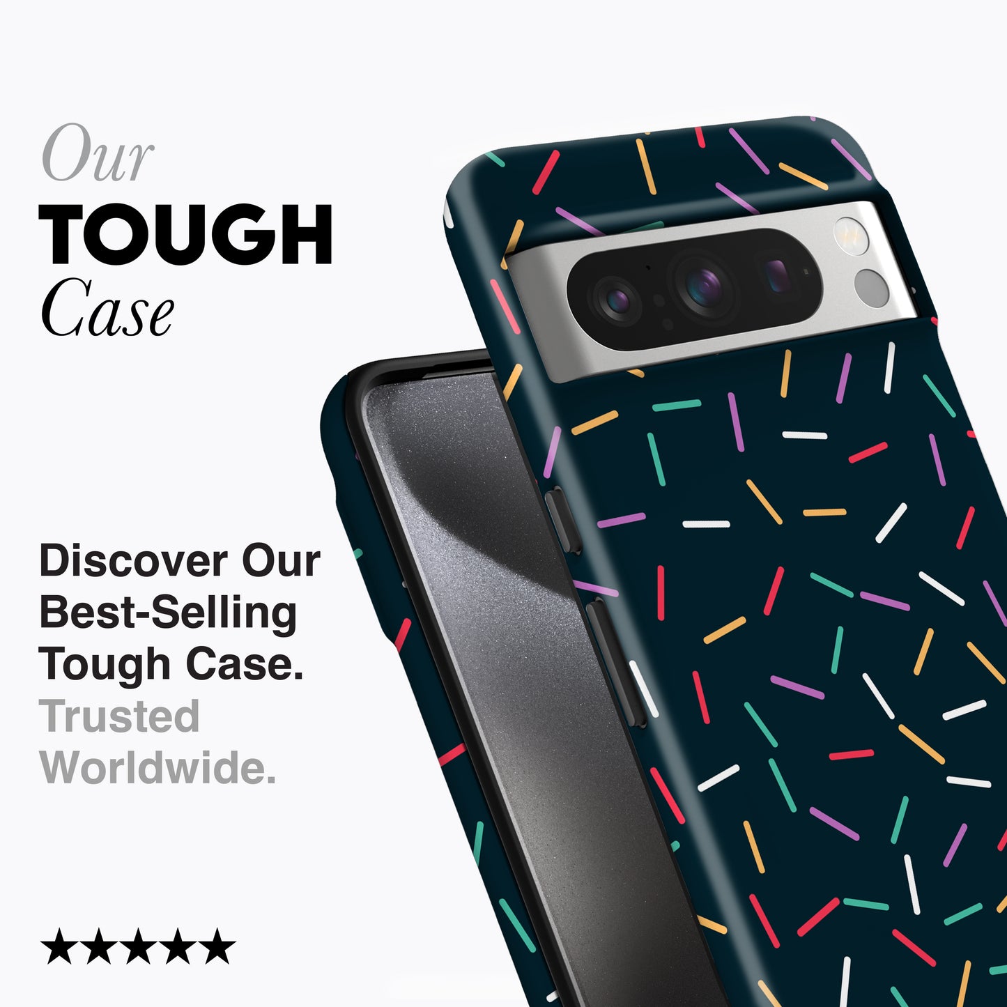 
                  
                    a phone case with colorful sprinkles on it
                  
                