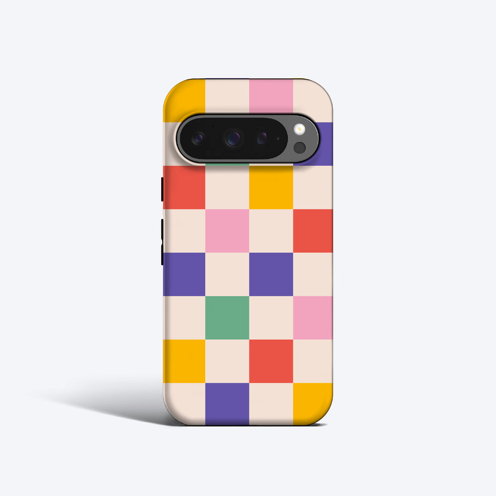 a phone case with a colorful pattern on it