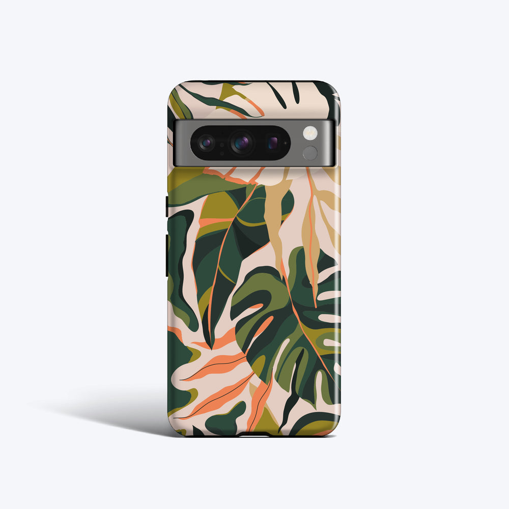 a phone case with a tropical print on it