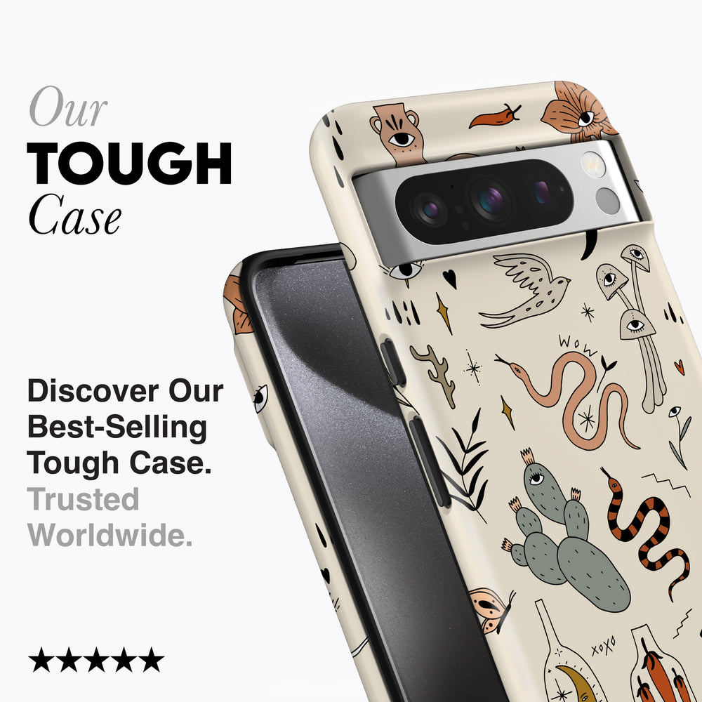 
                  
                    a phone case with an image of animals on it
                  
                