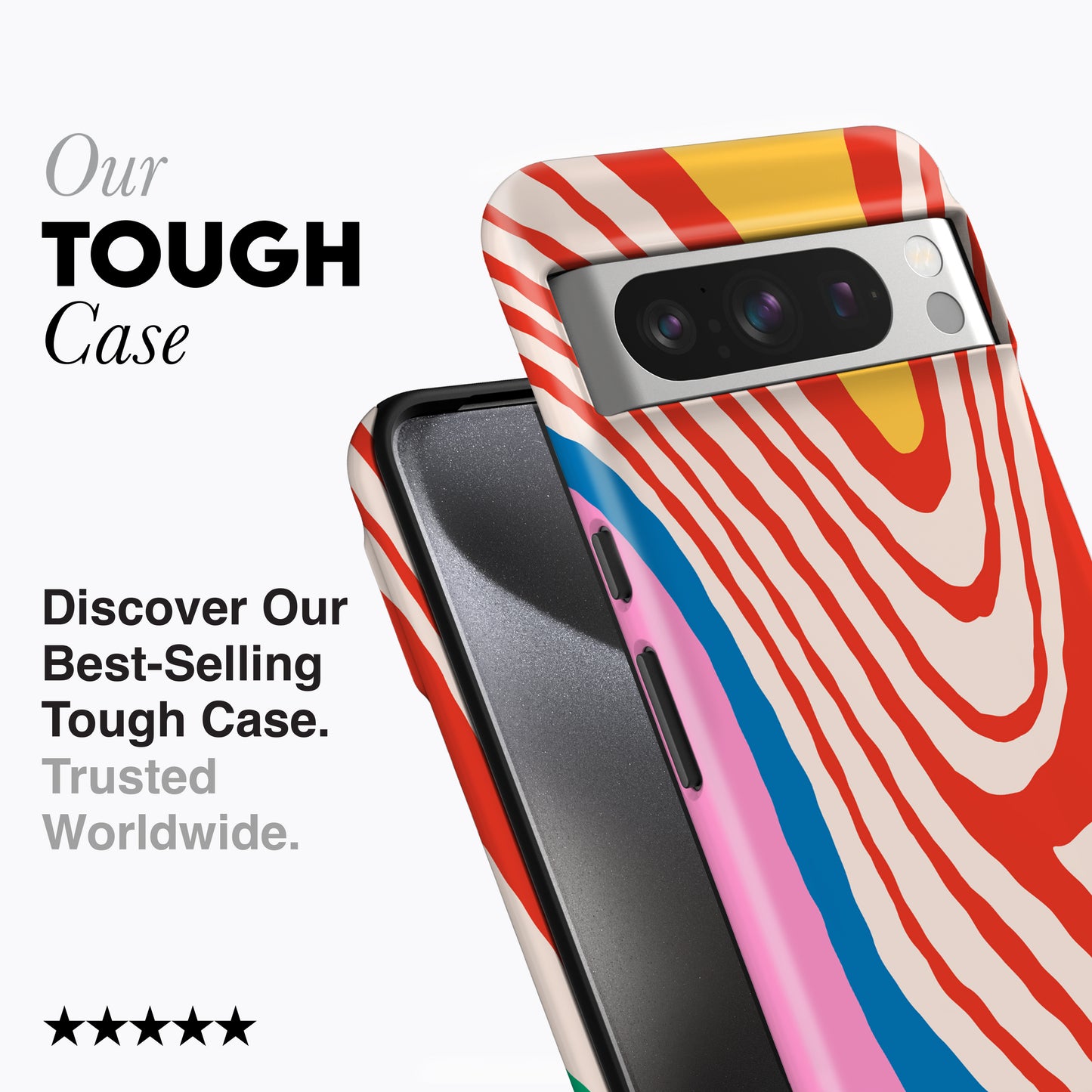 
                  
                    a cell phone with a colorful case on it
                  
                