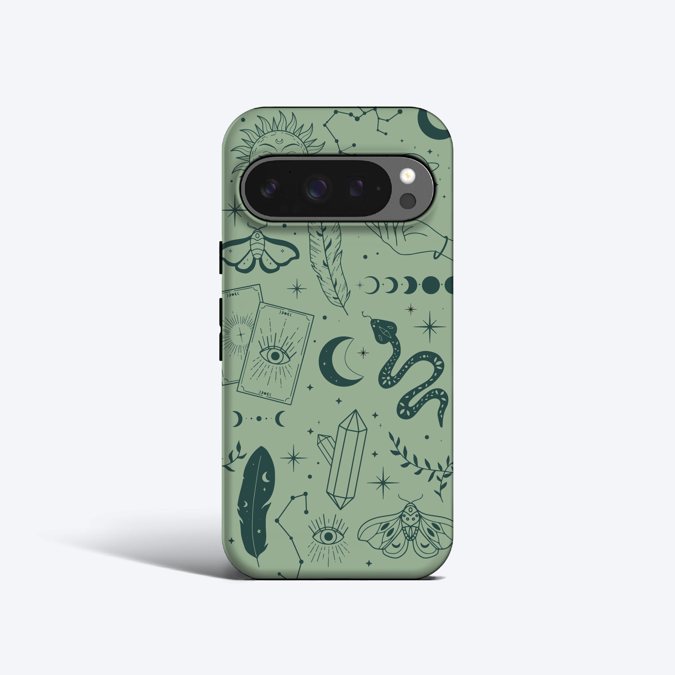 a green phone case with a pattern on it