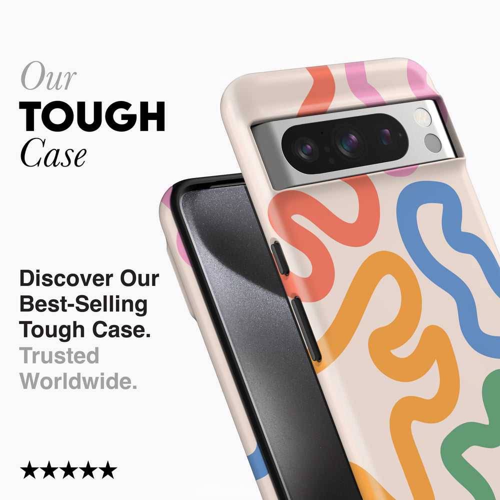 
                  
                    a phone case with a colorful design on it
                  
                