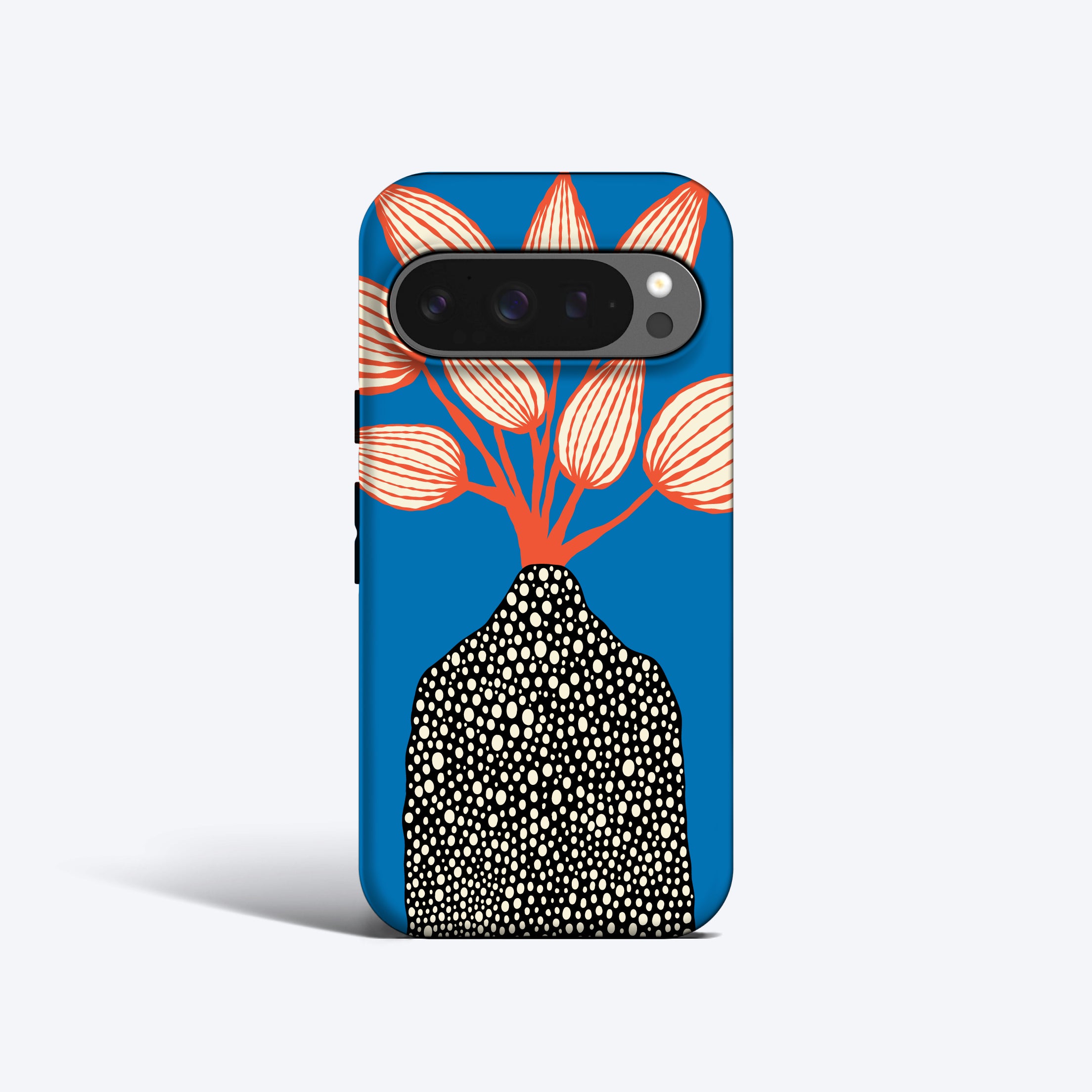 a phone case with a picture of a flower in a vase