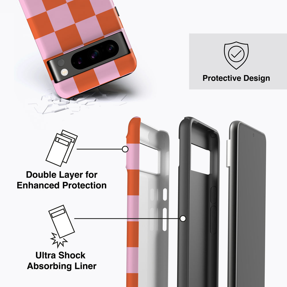 
                  
                    CHUNKY CHECK ORANGE PINK Pixel 8 Case
                  
                