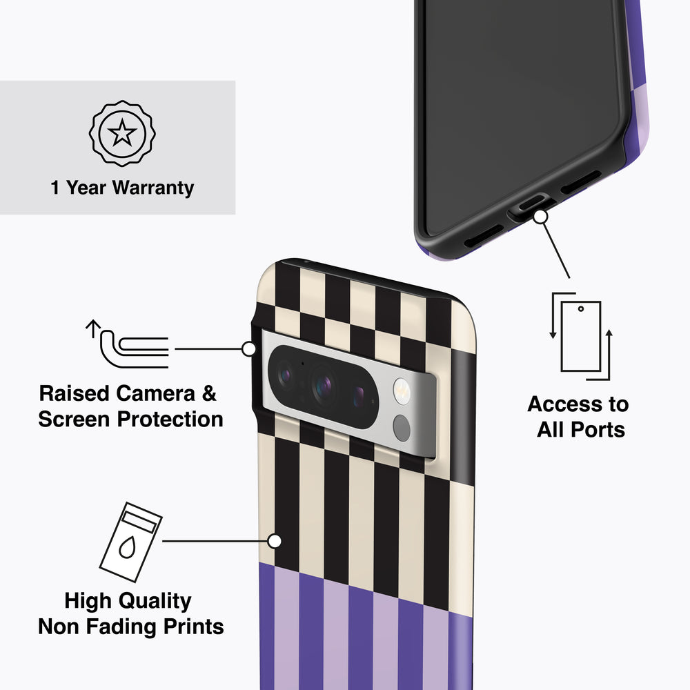 
                  
                    LONG CHECKERED PURPLE Pixel 8 Case
                  
                