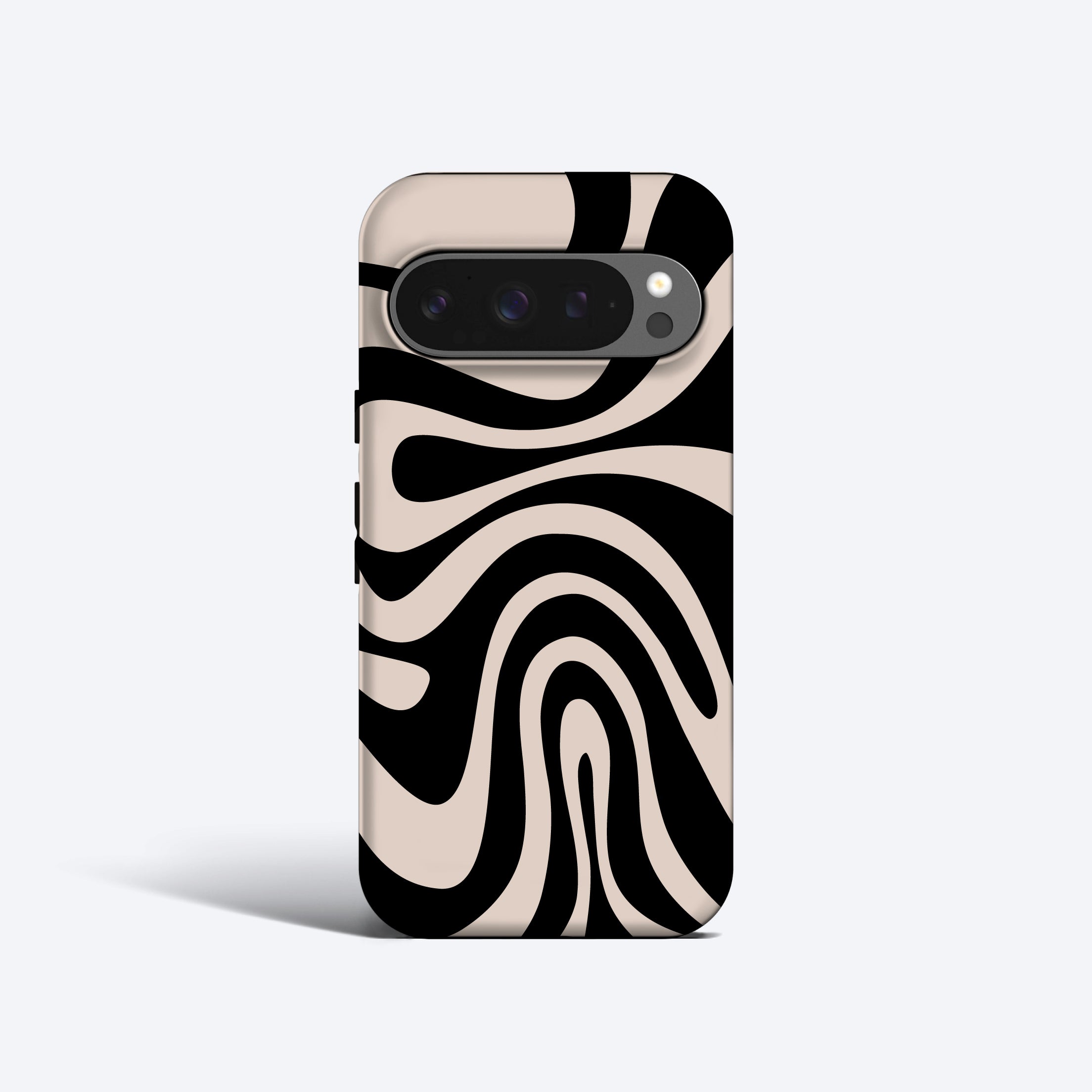 a phone case with a black and white design
