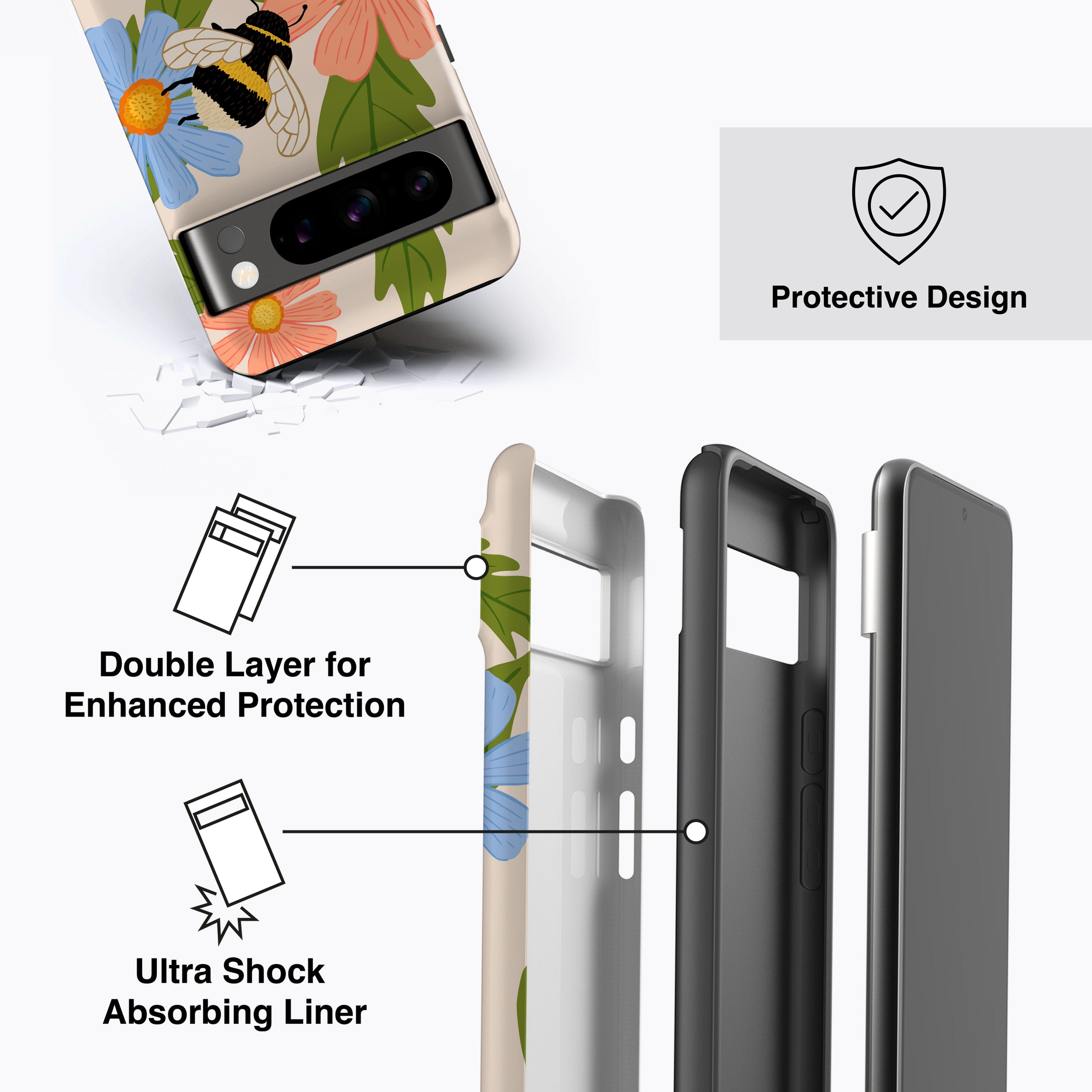 
                  
                    a cell phone case with a flower pattern
                  
                
