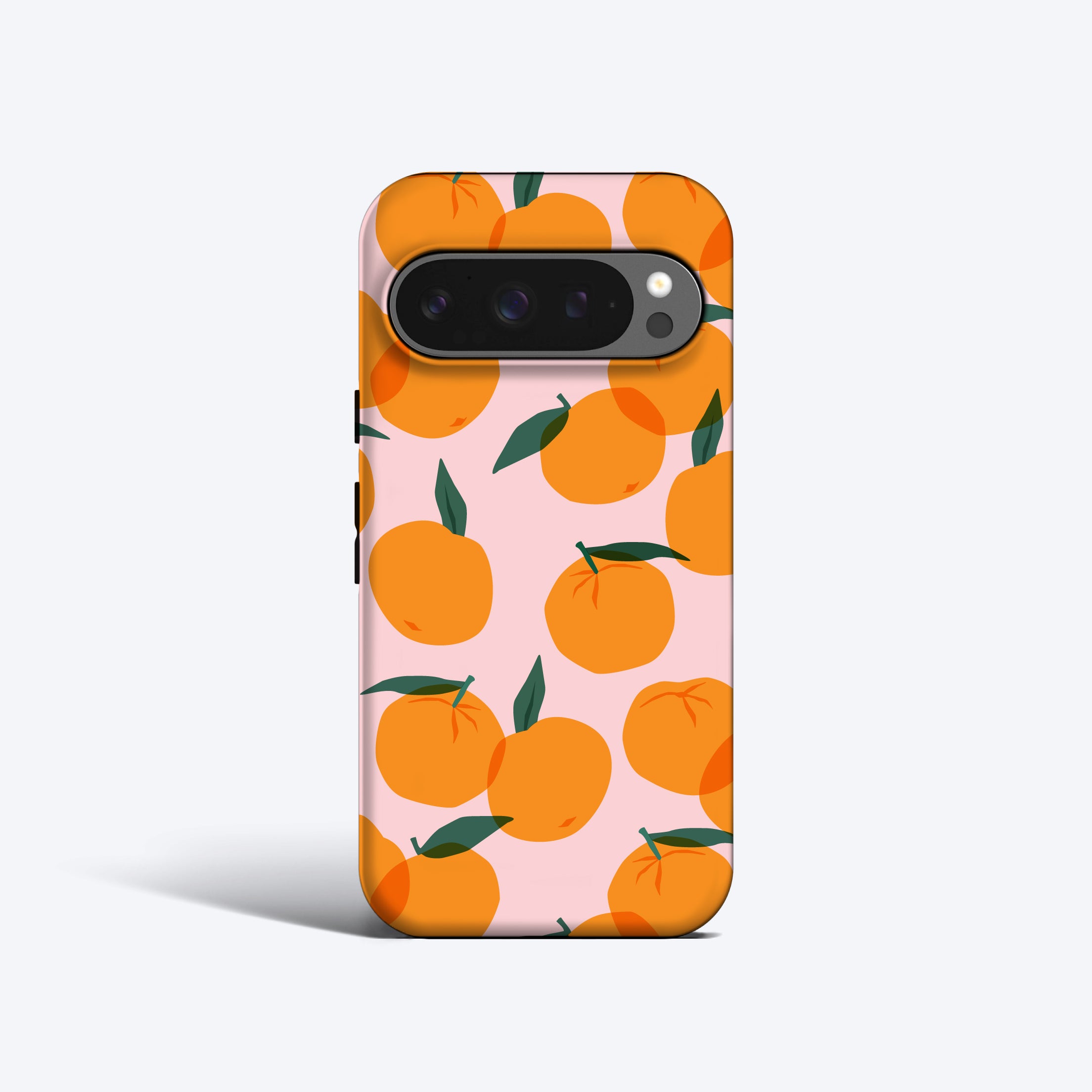 a phone case with oranges on a pink background