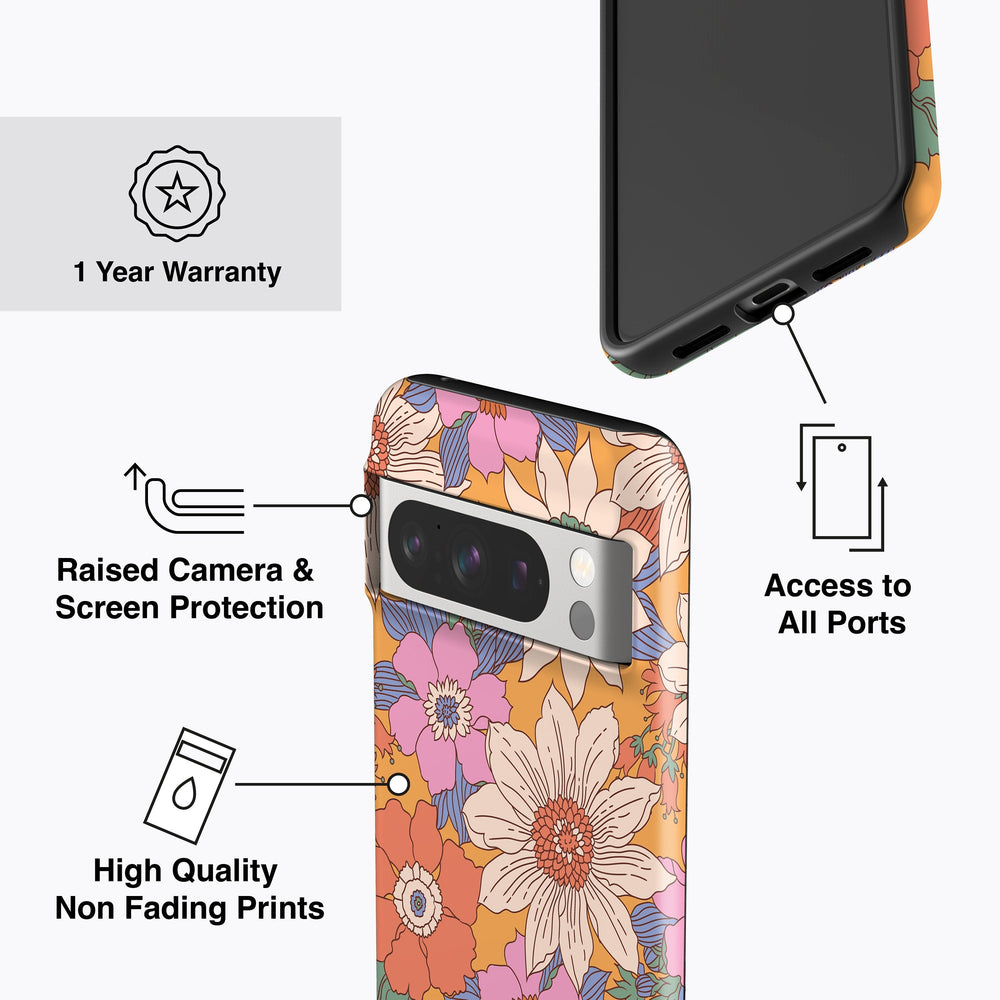 RETRO FLOWERS Pixel Case