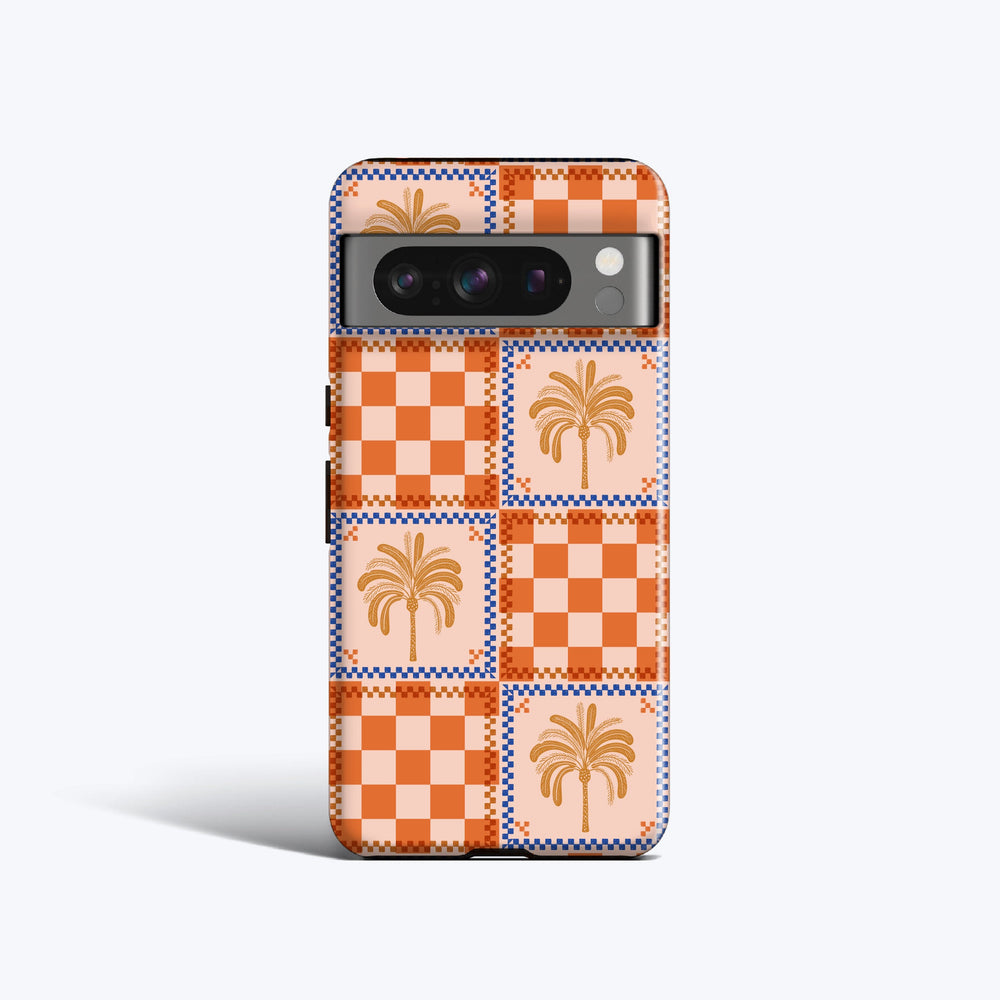 ORANGE CHECKERED PALMS Pixel 8 Case