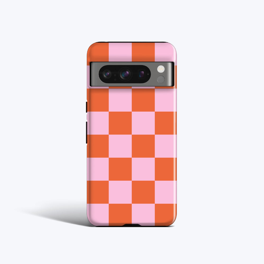 CHUNKY CHECK ORANGE PINK Pixel 8 Case