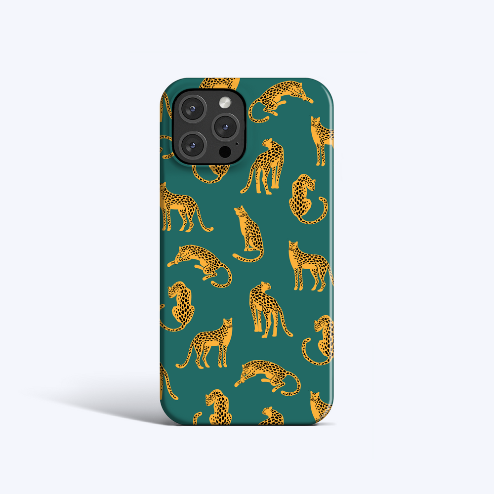 GREEN YELLOW LEOPARDS iPhone 16 Case