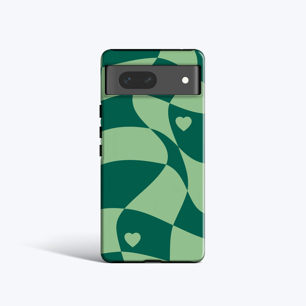 WAVY CHECK GREEN Pixel 8 Case